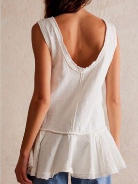 We The Free White Textured Peplum Tank